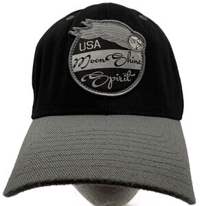 Yupoong‎ FlexFit 110 Hat Black Cap Hook And Loop Adult USA Moonshine Spirit